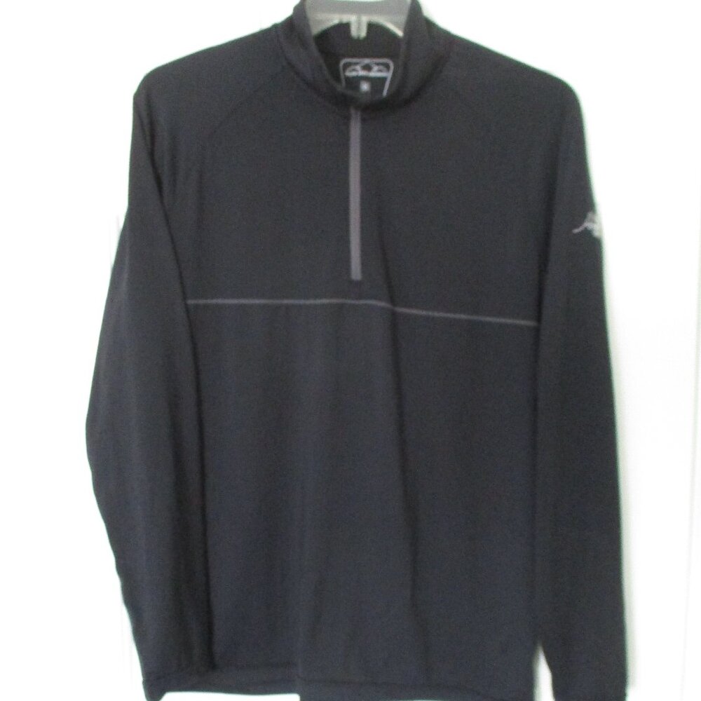 Sun Mountain Mens L/S "Anchorage Golf Course" Black Stretch 1/4 Zip Wind Shirt-L